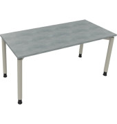 Schreibtisch All in One, manuell höhenverstellbar, 68-82cm (H), 160x70cm (BxT), rechteckig, beton hell / silberaluminium