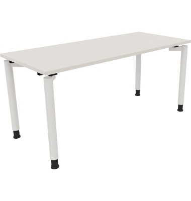 Schreibtisch All in One, manuell h&ouml;henverstellbar, 68-82cm (H), 160x70cm (BxT), rechteckig, wei&szlig; / wei&szlig;