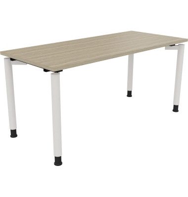 Schreibtisch All in One, manuell höhenverstellbar, 68-82cm (H), 160x70cm (BxT), rechteckig, eiche natur / weiß