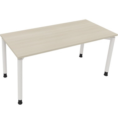 Schreibtisch All in One, manuell h&ouml;henverstellbar, 68-82cm (H), 160x70cm (BxT), rechteckig, akazie hell / wei&szlig;