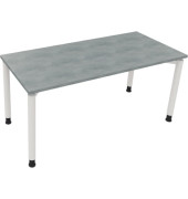 Schreibtisch All in One, manuell höhenverstellbar, 68-82cm (H), 160x70cm (BxT), rechteckig, beton hell / weiß