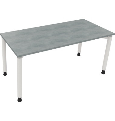 Schreibtisch All in One, manuell höhenverstellbar, 68-82cm (H), 160x70cm (BxT), rechteckig, beton hell / weiß