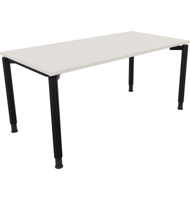 Schreibtisch All in One, manuell h&ouml;henverstellbar, 68-82cm (H), 160x80cm (BxT), rechteckig, wei&szlig; / anthrazit metallic