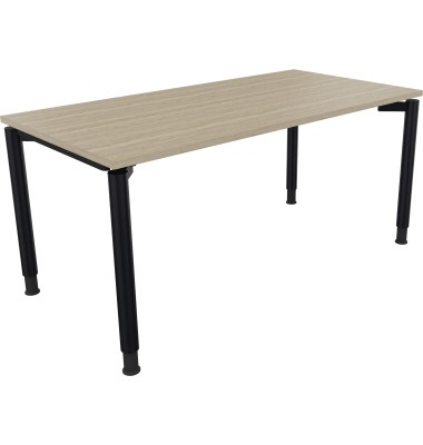 Schreibtisch All in One, manuell höhenverstellbar, 68-82cm (H), 160x80cm (BxT), rechteckig, eiche natur / anthrazit metallic