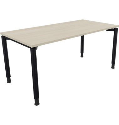 Schreibtisch All in One, manuell höhenverstellbar, 68-82cm (H), 160x80cm (BxT), rechteckig, akazie hell / anthrazit metallic