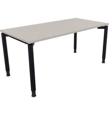 Schreibtisch All in One, manuell h&ouml;henverstellbar, 68-82cm (H), 160x80cm (BxT), rechteckig, lichtgrau / anthrazit metallic