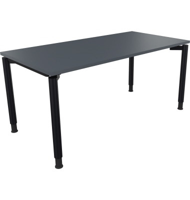 Schreibtisch All in One, manuell h&ouml;henverstellbar, 68-82cm (H), 160x80cm (BxT), rechteckig, lavagrau / anthrazit metallic