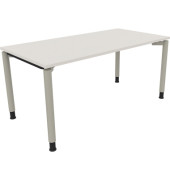 Schreibtisch All in One, manuell höhenverstellbar, 68-82cm (H), 160x80cm (BxT), rechteckig, weiß / silberaluminium