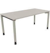 Schreibtisch All in One, manuell höhenverstellbar, 68-82cm (H), 160x80cm (BxT), rechteckig, lichtgrau / silberaluminium