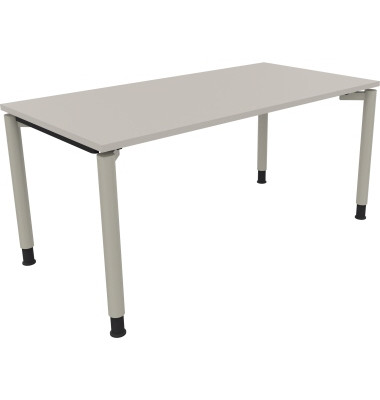 Schreibtisch All in One, manuell höhenverstellbar, 68-82cm (H), 160x80cm (BxT), rechteckig, lichtgrau / silberaluminium