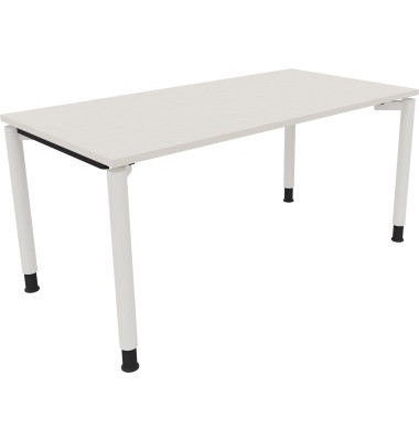 Schreibtisch All in One, manuell höhenverstellbar, 68-82cm (H), 160x80cm (BxT), rechteckig, weiß / weiß