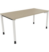 Schreibtisch All in One, manuell höhenverstellbar, 68-82cm (H), 160x80cm (BxT), rechteckig, eiche natur / weiß