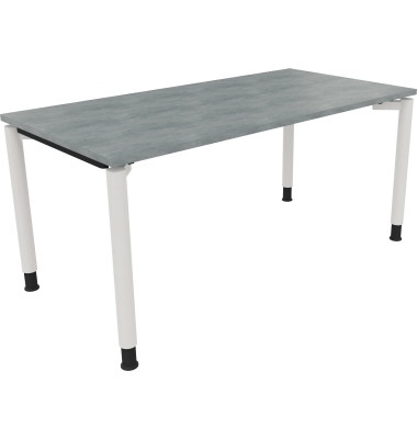 Schreibtisch All in One, manuell höhenverstellbar, 68-82cm (H), 160x80cm (BxT), rechteckig, beton hell / weiß