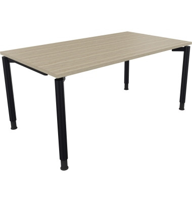 Schreibtisch All in One, manuell höhenverstellbar, 68-82cm (H), 160x90cm (BxT), rechteckig, eiche natur / anthrazit metallic