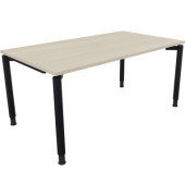 Schreibtisch All in One, manuell höhenverstellbar, 68-82cm (H), 160x90cm (BxT), rechteckig, akazie hell / anthrazit metallic