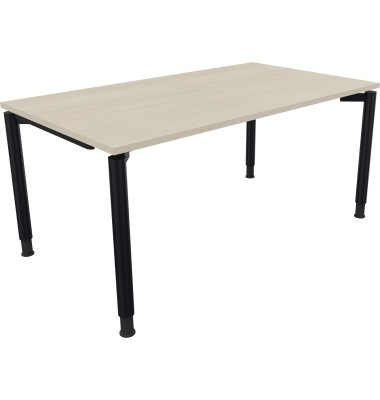 Schreibtisch All in One, manuell höhenverstellbar, 68-82cm (H), 160x90cm (BxT), rechteckig, akazie hell / anthrazit metallic