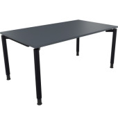 Schreibtisch All in One, manuell h&ouml;henverstellbar, 68-82cm (H), 160x90cm (BxT), rechteckig, lavagrau / anthrazit metallic