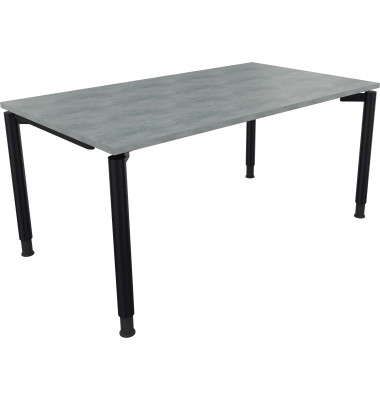 Schreibtisch All in One, manuell höhenverstellbar, 68-82cm (H), 160x90cm (BxT), rechteckig, beton hell / anthrazit metallic