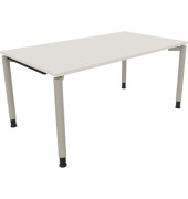 Schreibtisch All in One, manuell höhenverstellbar, 68-82cm (H), 160x90cm (BxT), rechteckig, weiß / silberaluminium