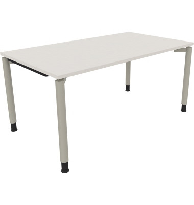 Schreibtisch All in One, manuell höhenverstellbar, 68-82cm (H), 160x90cm (BxT), rechteckig, weiß / silberaluminium