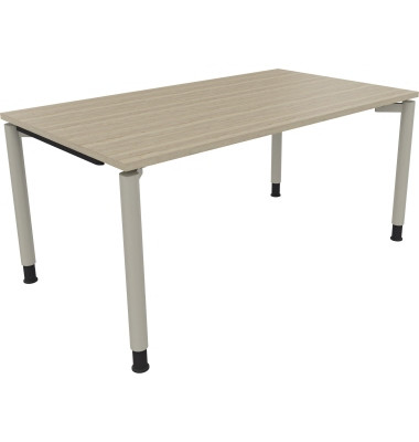 Schreibtisch All in One, manuell höhenverstellbar, 68-82cm (H), 160x90cm (BxT), rechteckig, eiche natur / silberaluminium