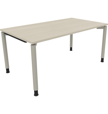 Schreibtisch All in One, manuell h&ouml;henverstellbar, 68-82cm (H), 160x90cm (BxT), rechteckig, akazie hell / silberaluminium