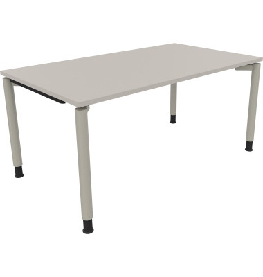 Schreibtisch All in One, manuell h&ouml;henverstellbar, 68-82cm (H), 160x90cm (BxT), rechteckig, lichtgrau / silberaluminium