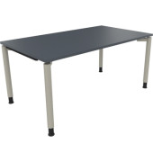 Schreibtisch All in One, manuell höhenverstellbar, 68-82cm (H), 160x90cm (BxT), rechteckig, lavagrau / silberaluminium
