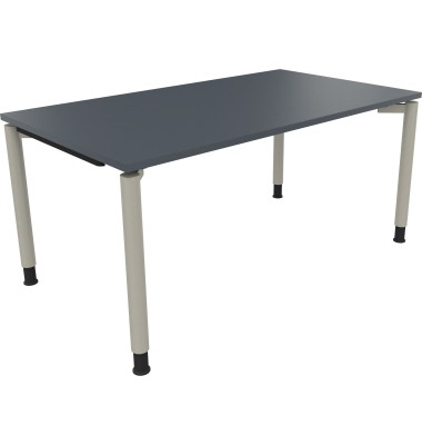 Schreibtisch All in One, manuell h&ouml;henverstellbar, 68-82cm (H), 160x90cm (BxT), rechteckig, lavagrau / silberaluminium