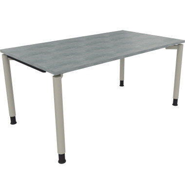 Schreibtisch All in One, manuell höhenverstellbar, 68-82cm (H), 160x90cm (BxT), rechteckig, beton hell / silberaluminium
