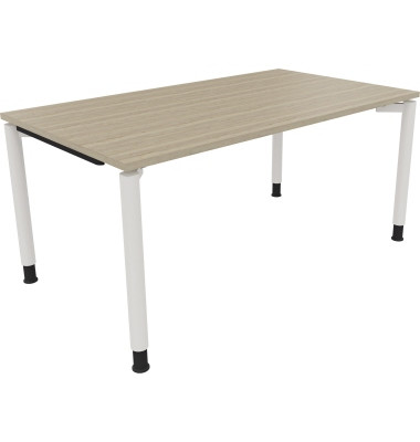 Schreibtisch All in One, manuell höhenverstellbar, 68-82cm (H), 160x90cm (BxT), rechteckig, eiche natur / weiß