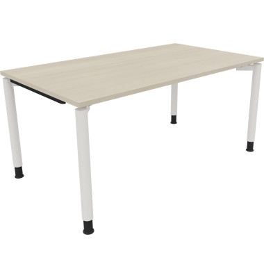 Schreibtisch All in One, manuell höhenverstellbar, 68-82cm (H), 160x90cm (BxT), rechteckig, akazie hell / weiß