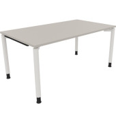 Schreibtisch All in One, manuell höhenverstellbar, 68-82cm (H), 160x90cm (BxT), rechteckig, lichtgrau / weiß