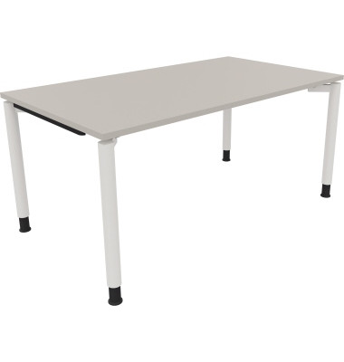 Schreibtisch All in One, manuell h&ouml;henverstellbar, 68-82cm (H), 160x90cm (BxT), rechteckig, lichtgrau / wei&szlig;