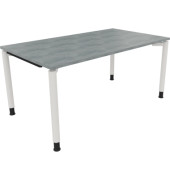 Schreibtisch All in One, manuell höhenverstellbar, 68-82cm (H), 160x90cm (BxT), rechteckig, beton hell / weiß