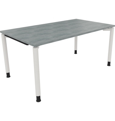 Schreibtisch All in One, manuell höhenverstellbar, 68-82cm (H), 160x90cm (BxT), rechteckig, beton hell / weiß