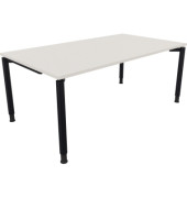 Schreibtisch All in One, manuell höhenverstellbar, 68-82cm (H), 180x100cm (BxT), rechteckig, weiß / anthrazit metallic
