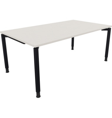 Schreibtisch All in One, manuell höhenverstellbar, 68-82cm (H), 180x100cm (BxT), rechteckig, weiß / anthrazit metallic