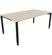 Schreibtisch All in One, manuell höhenverstellbar, 68-82cm (H), 180x100cm (BxT), rechteckig, akazie hell / anthrazit metallic