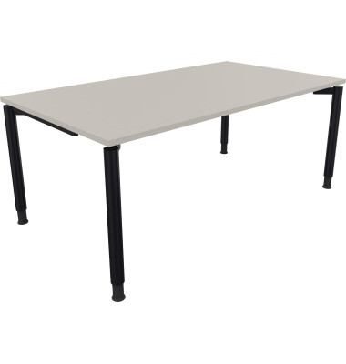 Schreibtisch All in One, manuell h&ouml;henverstellbar, 68-82cm (H), 180x100cm (BxT), rechteckig, lichtgrau / anthrazit metallic