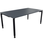Schreibtisch All in One, manuell höhenverstellbar, 68-82cm (H), 180x100cm (BxT), rechteckig, lavagrau / anthrazit metallic