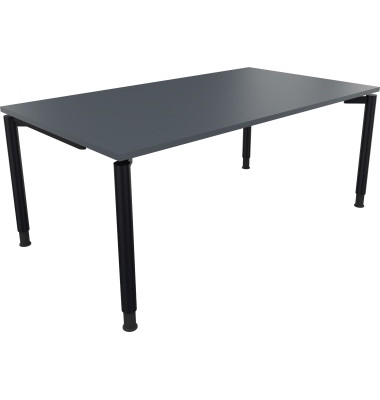 Schreibtisch All in One, manuell h&ouml;henverstellbar, 68-82cm (H), 180x100cm (BxT), rechteckig, lavagrau / anthrazit metallic
