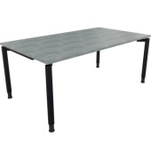 Schreibtisch All in One, manuell höhenverstellbar, 68-82cm (H), 180x100cm (BxT), rechteckig, beton hell / anthrazit metallic