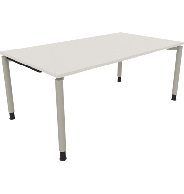 Schreibtisch All in One, manuell h&ouml;henverstellbar, 68-82cm (H), 180x100cm (BxT), rechteckig, wei&szlig; / silberaluminium