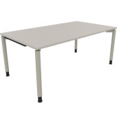 Schreibtisch All in One, manuell h&ouml;henverstellbar, 68-82cm (H), 180x100cm (BxT), rechteckig, lichtgrau / silberaluminium