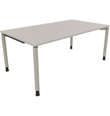 Schreibtisch All in One, manuell h&ouml;henverstellbar, 68-82cm (H), 180x100cm (BxT), rechteckig, lichtgrau / silberaluminium