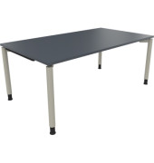 Schreibtisch All in One, manuell h&ouml;henverstellbar, 68-82cm (H), 180x100cm (BxT), rechteckig, lavagrau / silberaluminium