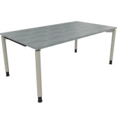 Schreibtisch All in One, manuell h&ouml;henverstellbar, 68-82cm (H), 180x100cm (BxT), rechteckig, beton hell / silberaluminium