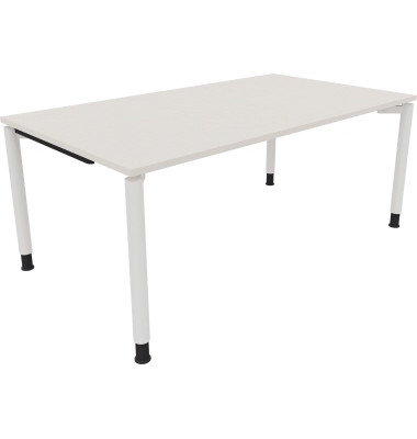 Schreibtisch All in One, manuell h&ouml;henverstellbar, 68-82cm (H), 180x100cm (BxT), rechteckig, wei&szlig; / wei&szlig;