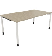 Schreibtisch All in One, manuell höhenverstellbar, 68-82cm (H), 180x100cm (BxT), rechteckig, eiche natur / weiß